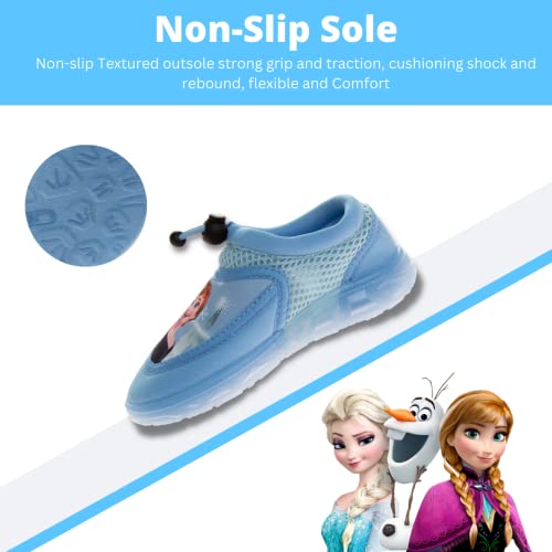 Disney Frozen Water Shoes for Girls- Pool Aqua Socks for Kids- Anna Elsa Sandals Princess Bungee Waterproof Beach Slides Sport Character Summer Slip-on Quick Dry (Toddler/Little Kid)4