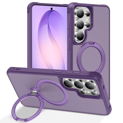 Coque Samsung S26 violette étui silicone rigide premium avec béquille anneau