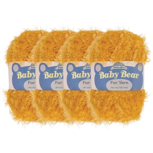 JubileeYarn Baby Bear Yarn - Chunky Weight Polyester Fur - 100g/Skein - Butterscotch - 4 Skeins, 08 Butterscotch