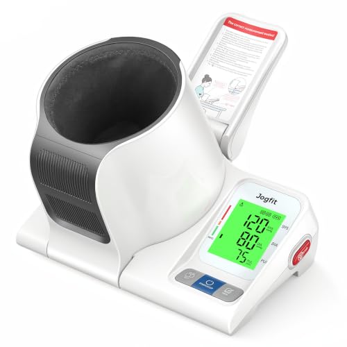 Jogfit Blood Pressure Monitor FDA Cleared One-Touch Automatic Upper Arm | Blood Pressure Monitor for Home Use Barrel-Type Fits Arms 7.1"-16.5", 3-Color Backlight, 210-Use Battery,2 Users 2×99 Memory