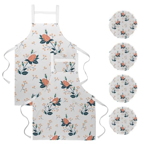 Lot de 2 tabliers de cuisine à motif roses multicolore taille unique