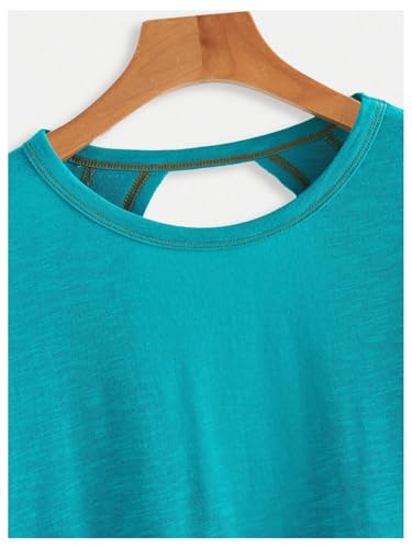 Image of SOLY HUX Women Open Back Tops Workout Backless Tee Casual Athletic Shirts Short Sleeve Oversized Gym T Shirt
