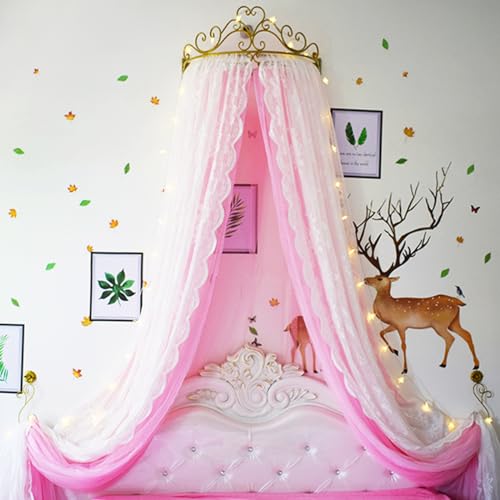 Toldo de cama con corona de metal para decoración de dormitorio infantil