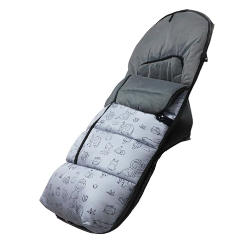 Various - Saco Silla Paseo Universal, Saco de Carro Bebé Invierno Impermeable y Transpirable Cabezal Ajustable Unisex (Animales Gris)