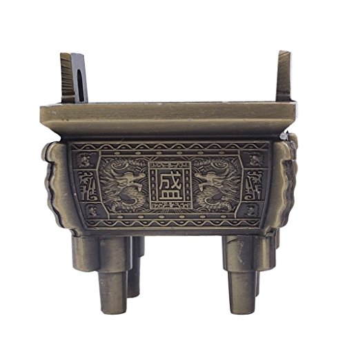TRENDBOXModel A - Mini Vintage Design Ding Sheng Bronze Tripod Incense Cone Coil Stick Burner Holder Ash Catcher Chinese Traditional Style Buddhist Washable
