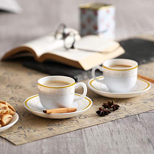 Image of Cello Divine Copa Saucer Amber Gold 16CL Cup Regular, 6Pc, White
