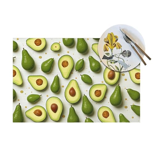 Sets de table en PVC tissé blanc et vert haut de gamme - 8
