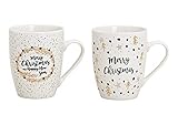 2er Set Kaffee-Tassen/Mug / Weihnachts-Tassen Merry Christmas in weiß & Gold - Geschenk-Idee Weihanchten Weihnachts-Geschirr