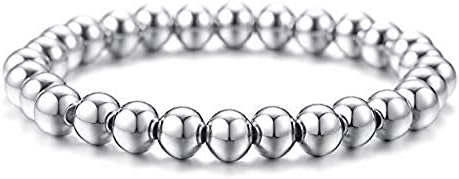 スポンサー Rockyu ジュエリー 人気ブランド ブレスレット メンズ レディース シルバー ステンレス 数珠 念珠 バングル シンプル 癒し ブレス 卒業式 就職式 人気ギフト B07rhclmdq 900円