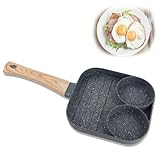 LTSQIN Egg Burger Maker Pan, 3 Section Divided Grill Frying Pan, Egg Frying Pan, Non Stick Omelet Pan with Handle For Breakfast Pancake Home Kitchen