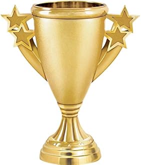 Crown Awards Gold Cup Trophy, 5 1/4" Gold Starburst Recognition Trophy with Custom Engraving Prime