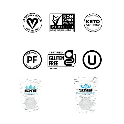 Peppermint And Blue Raspberry Keto Xylitol Candy Chips - Snø 1Lb Bag - Sugar-Free Candy With Only 2 Ingredients | Low Carbs, Diabetic-Friendly, Non-Gmo, Vegan, Gf & Kosher | Purest Candy In The World! #TOP2