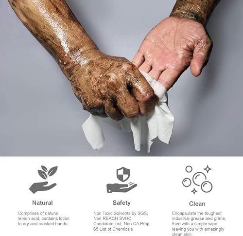 Image of ZONEONE Multi Purpose Heavy Duty Hand Wipes, 40Count, Industrial Strength Natural Citrus Power Cleaner