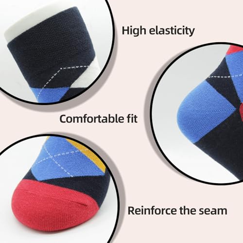 NKMOOS Colorful Argyle Socks for Women Size 7-9,Thin Women's Crew Socks Cotton Blend,Fashion Funny Soft Cozy Casual Breathable Business Work Gifts for Women Sock for Trouser 3 Pairs — view 6