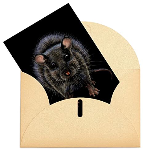 Cartes de vœux avec enveloppes motif souris et portrait jaune pour vos messages