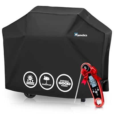 Grill Cover for Outdoor Grill 55 Inch – Bonus Meat Thermometer Included, Heavy Duty Waterproof BBQ Gas Grill Cover for Outside, UV & Fade Resistant, Compatible with Most 3–4 Burner Grills