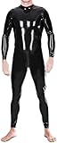 DORAFEI Latex Rubber Catsuit Back Zipper for Men Handmade Bodysuit Jumpsuit Party Wear Cosplay Halloween (Black, S)