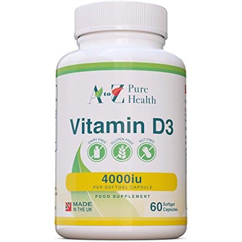 Premium Vitamin D3 Softgels | High Strength Vitamin D3 4000iu | 60 Easy to Swallow Softgel Capsules |One a Day, 2 Month Supply | Supports Healthy Bones, Teeth, Muscle and Immune System | UK Made Cover