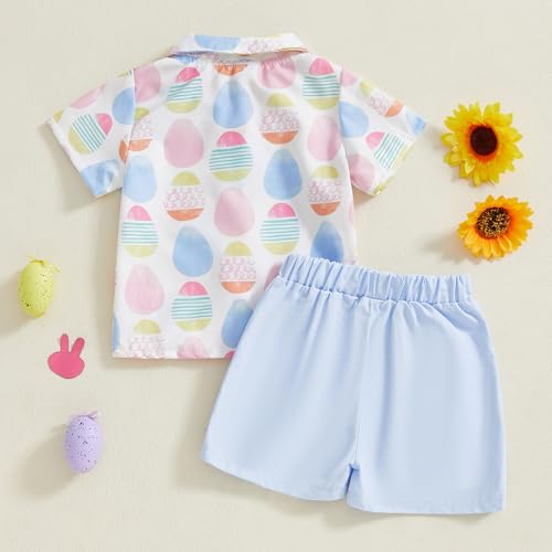 CIYCUIT Toddler Baby Boy Easter Outfit Baby Button Down Shirt Shorts Set 18-24 Months