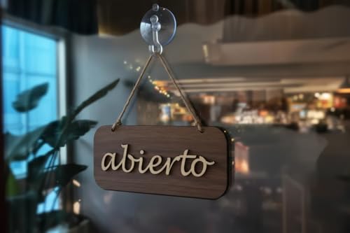 SOULVLAC Geschlossenes offenes Schild für Holzgeschäft, originelles handgefertigtes Design, inklusive Saugnapf zum Aufhängen an Tür oder Schaufenster.