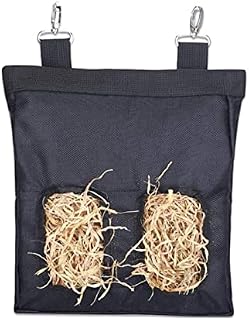 Rabbit Hay Feeder Bag Small Animal Hanging Feeder Sack Oxford Cloth Fabric Guinea Pig Hay Feeder for Rabbit, Guinea, Chinchilla, Black
