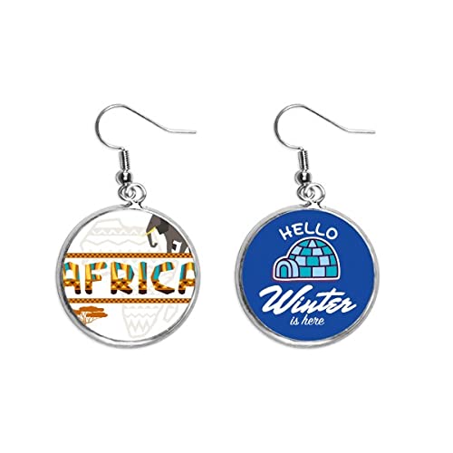Pendientes de gota con mapa de elefante africano joya de invierno
