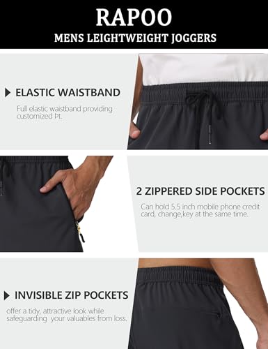 Rapoo Athletic Pants Mens Sweatpants Sweat Workout Track Hiking Pants For Men Light Weight Polyester Jogger Jogging Pant With Pockets Darkgrey M thumb #4