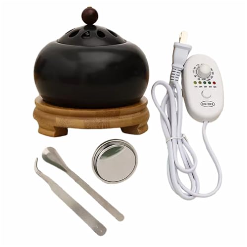 Electric Resin Burner with Timing,Ceramic Electric Incense Burner,Bakhoor Burner Censer 110 V for Home Porch,Patio,Garden,Office,Yoga, Living Room, Meditation Room (Black) by PmHaurient - Image 5