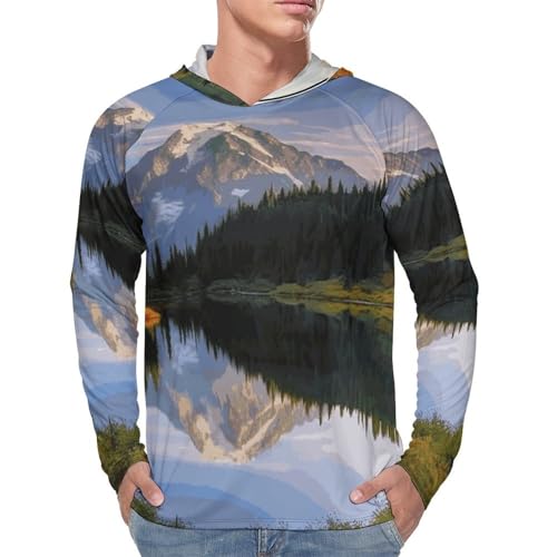 Men's Sun Protection Hoodie Shirts UPF 50+ Long Sleeve Rash Guard Mountain and Lake Pictures Sun Shirt Outdoor4
