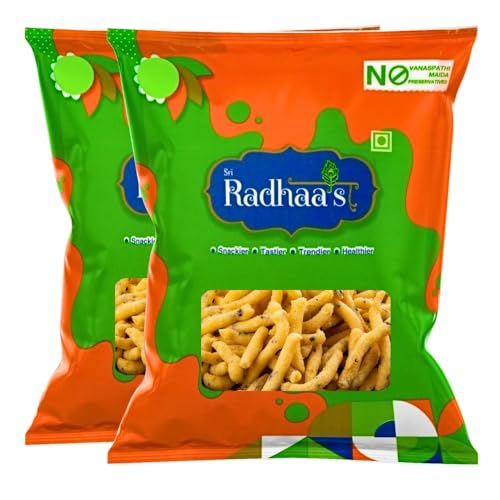 Image of Sri Radhaa's Pepper Sev | Crispy Sev Snack with Bold Pepper Flavor | Crunchy Indian Namkeen Perfect for Evening Tea & Snacking Pack of 2 * 150 Gram Combo Pack