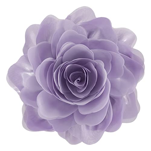 Image of JWH 3D Flower Throw Pillow Covers Aesthetic Decorative Stereo Floral Accent Pillow Cases Round Cushion Rose Pillowcase for Bedroom Bed Couch Chair Car 12 Inch Light Purple