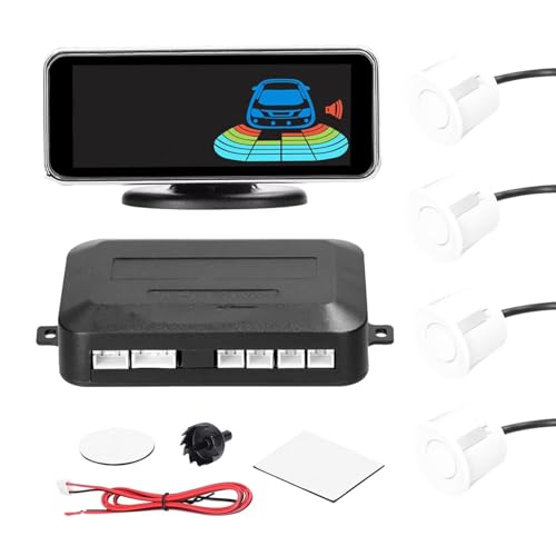 Sensor de Estacionamiento con 4 sondas traseras, Pantalla LCD y Aviso acústico - Blanco