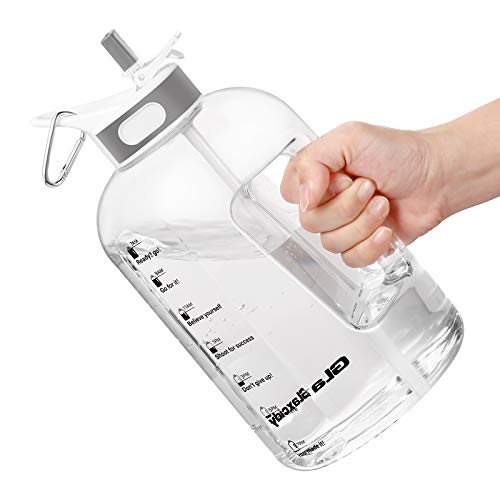 Waterfles, Waterfles met Rietje en Handvat BPA-Vrij, Dagelijkse Wateropname-Fles met Tijdmarkeringen Tracker Om de Drinktijd te Herinneren, Ideaal Voor Hydratatie op Kantoor (White, 1 L)