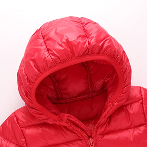 Happy Cherry Toddler Girls Baby Boys Fall Jacket Winter Down Jacket Coat Warm Padded Thick Hooded Outerwear Snowsuit Pocket Red 5-6T #TOP3