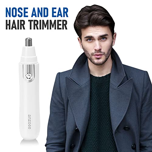2022 Upgraded Nose Hair Trimmer ,Nose Ear Trimmer For Men Women , Eyebrow And Facial Hair Removing Trimmer Clipper, Battery-Operated Dual- Edge Blades , Hair Trimmer With Waterproof (White) #TOP2