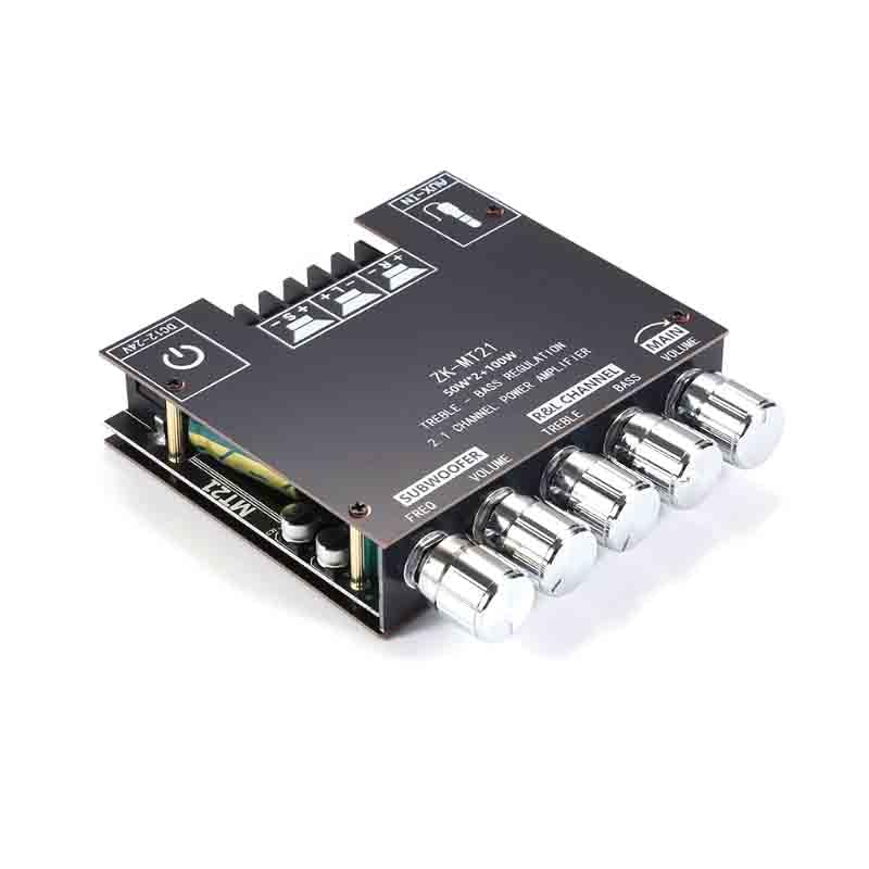 2PCS ZK-MT21 50W+50W+100W 2.1 Channel with Treble/Bass/Sub DC 9-24V