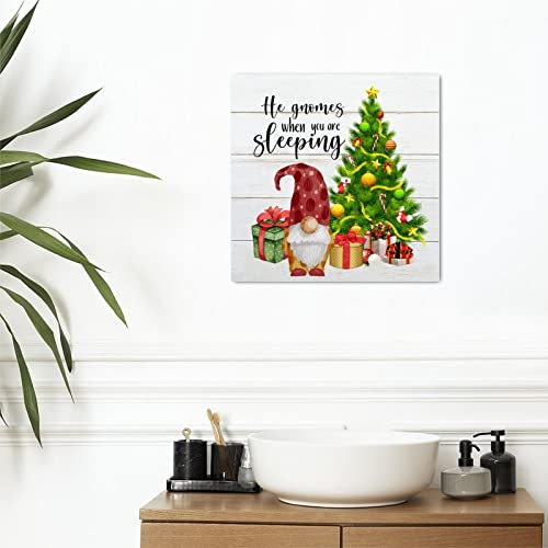 Panneau de Noël en bois grand format carré 40 cm au design mural vintage - 6