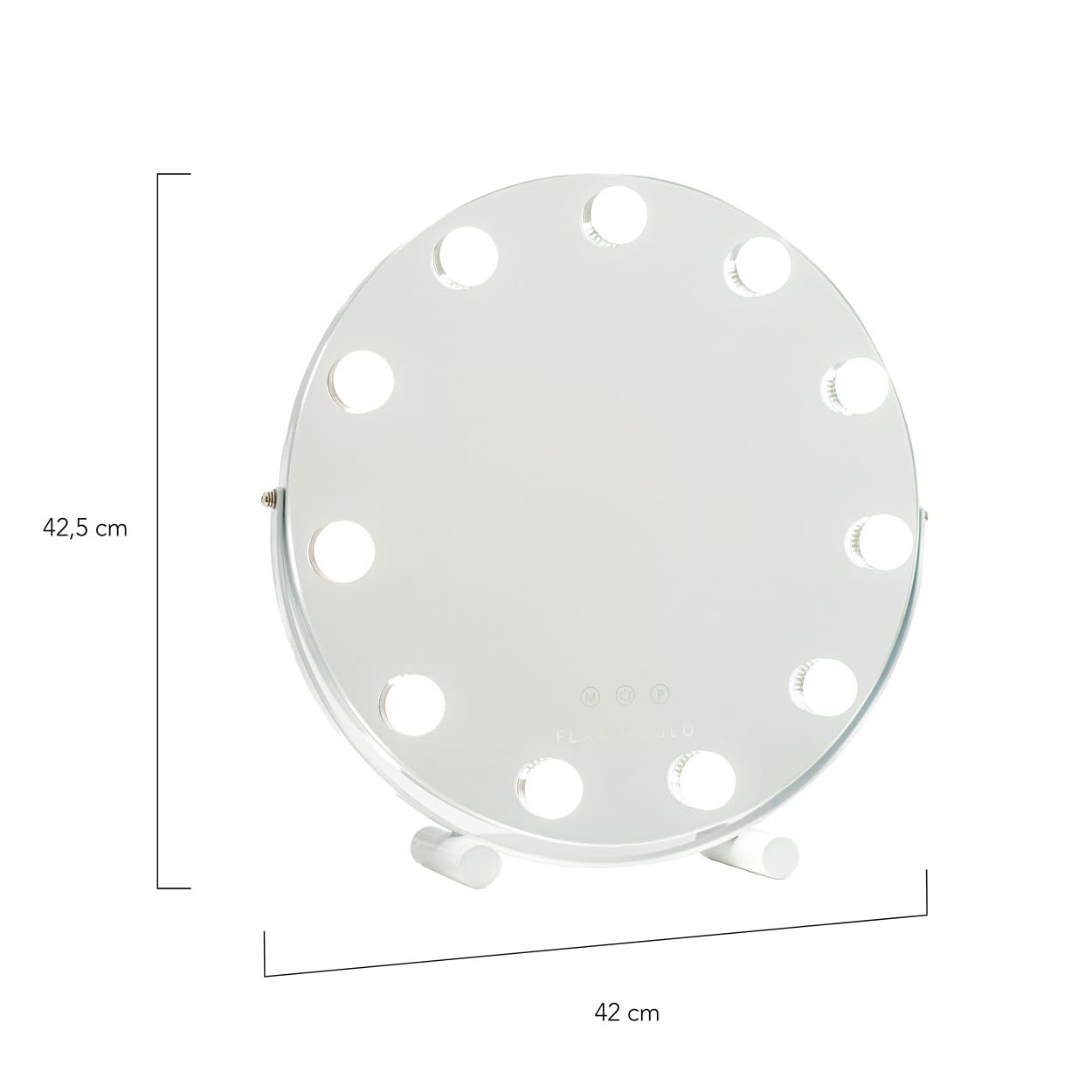 Flamingueo Specchio Trucco con Luci Rotondo - 11 LED - 3 Modi di Luce - Intensità Regolabile - Controllo Tattile - Posizione Regolabile - Vanity Mirror - Bianco - 42,5x10x42cm