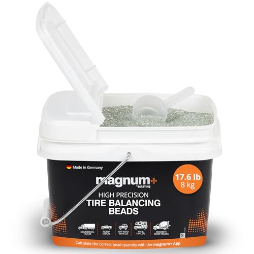 magnum+ Tire Balancing Beads – 17.6 lb (8kg) Bulk Tub – TPMS Compatible Tempered Glass