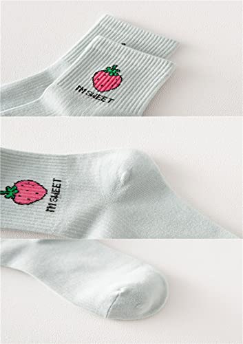 Image of Joylife Fruit Embroidered Crew Socks Cute Pattern Quartz Sock Funny Dress Socks for Women, Ladies, Girls