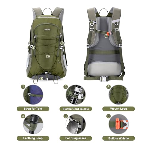 HOMIEE Wanderrucksack 45L, Herren Damen Wasserdichter Rucksack Trekkingrucksack Reiserucksack, Outdoorrucksack mit Reflexstreifen Für Wandern, Radfahren, Klettern, Bergsteigen und Reisen Sport