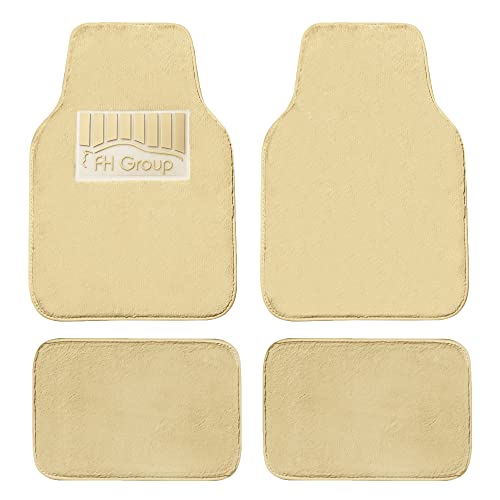 Image of FH Group Universal Fit Full Set Doe16 Faux Rabbit Fur Automotive Floor Mats fits most Cars, SUVs, Trucks and Vans Beige