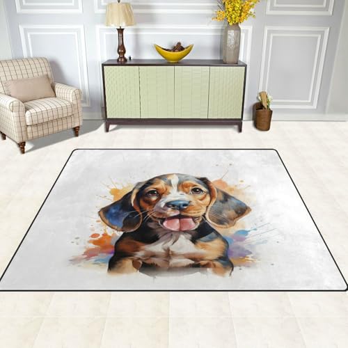 Tapis de sol teckel aquarelle 203x147 cm aux finitions soignées - 5