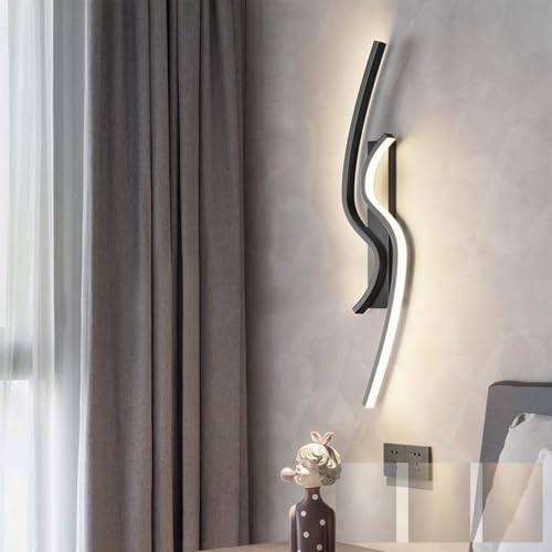 Lámpara de pared minimalista de aluminio negro con tres tonos de luz LED