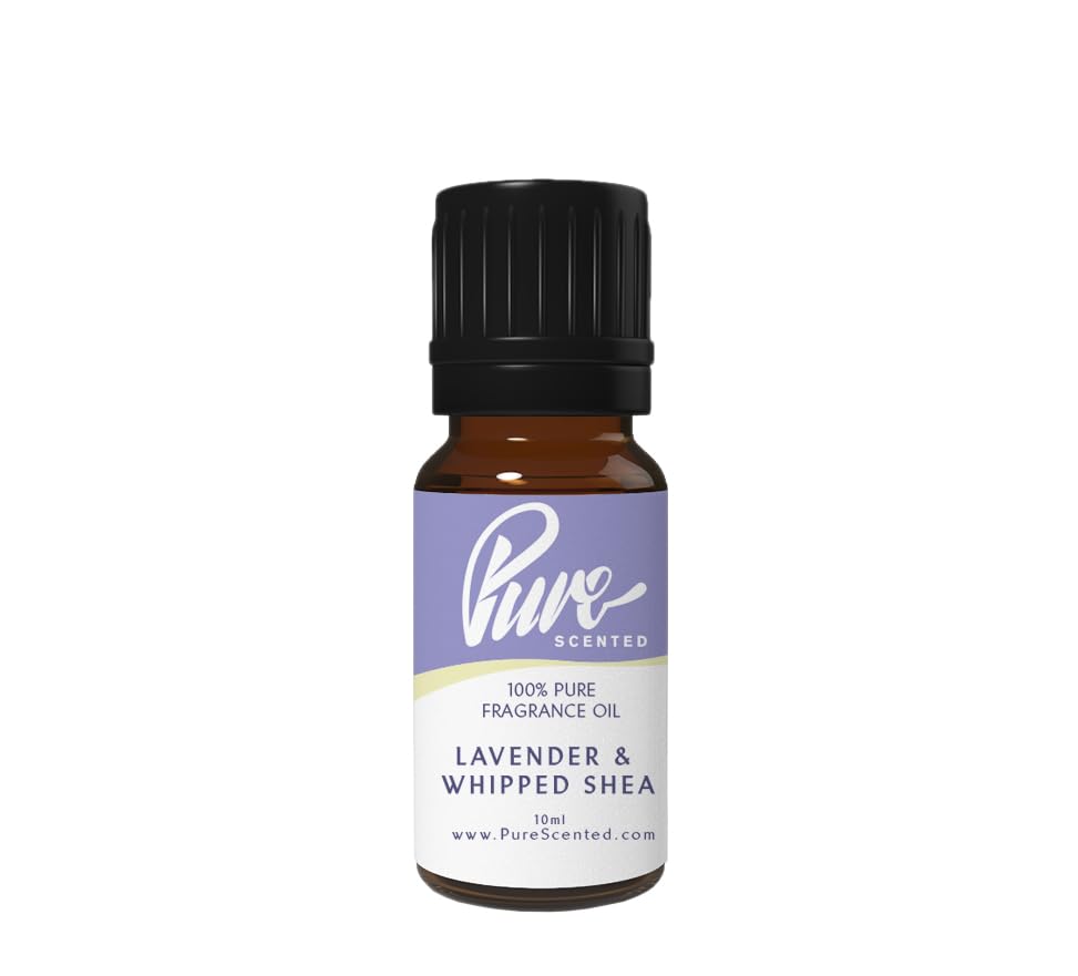 Pure Scented 10ml Fragrance Oils - 1 x 10ml Suitable for Candles, Soaps, Slime, Diffusers, Cosmetics, Wax Melts, Designer (1 x 10ml, Lavender & Whipped Shea)