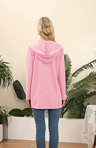Image of VIISHOW Womens Lightweight Casual Hoodie Cardigans Open Front Waffle Knit Long Sleeve Outwear Coat with Pockets