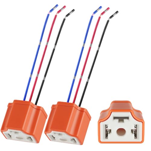 iBrightstar H4 9003 HB2 Female High Temperature Ceramic Adapter Wiring Harness Sockets Wire for Headlights or Fog Lights