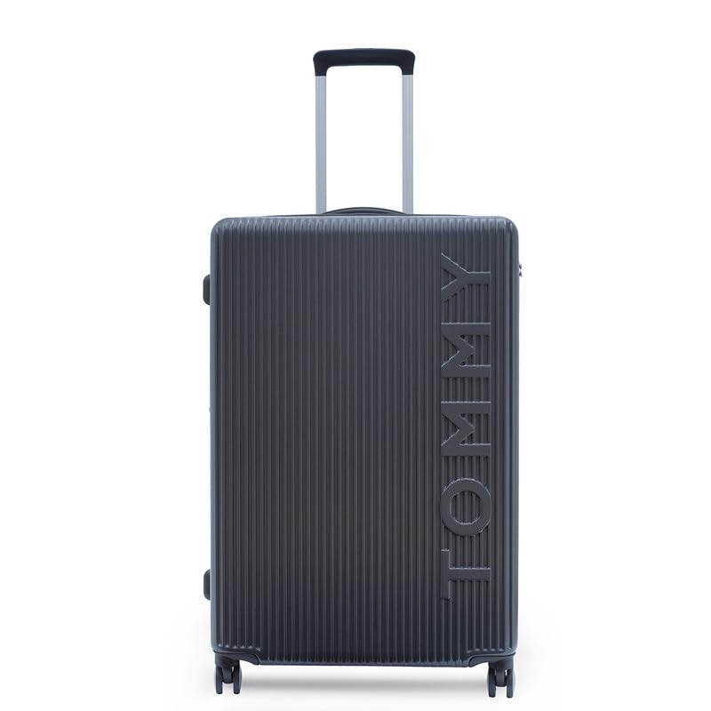 Tommy Hilfiger Empire Plus Trolley, Grey, 95L | Big Suitcase for Travel, Check-in Luggage