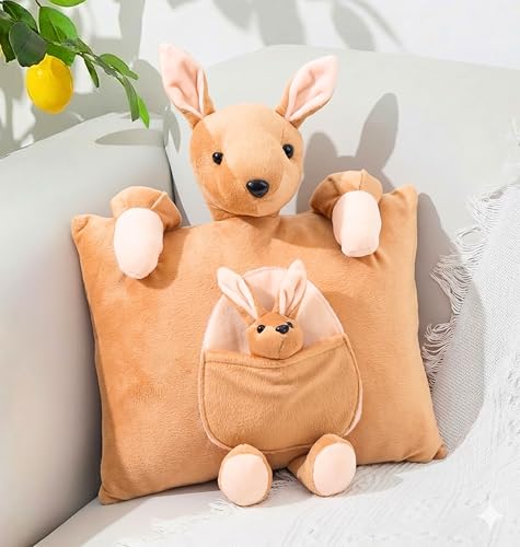 Image of Tickles Kangaroo Cushion Stuffed Soft Plush Toy for Kids Boys & Girls (Size: 35 cm Color: Brown 35 cm)