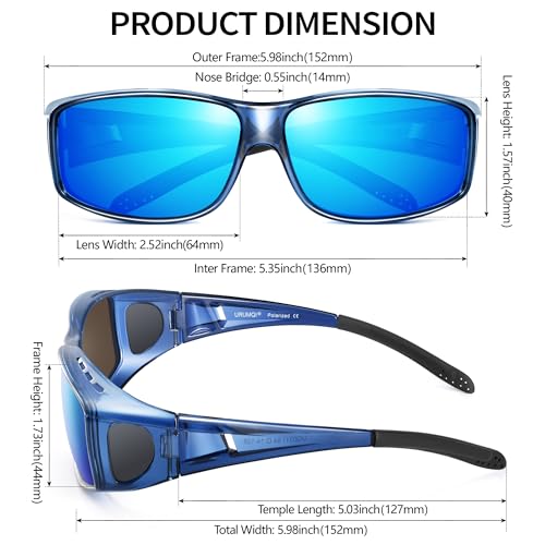 Image of URUMQI Polarized Sunglasses Fit Over Glasses for Men Women, Wraparound Sun Glasses UV400 Protection for Driving Fishing